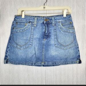 Crest Jeans Denim Blue Jean Metallic Stud Y2K Style Mini Skirt